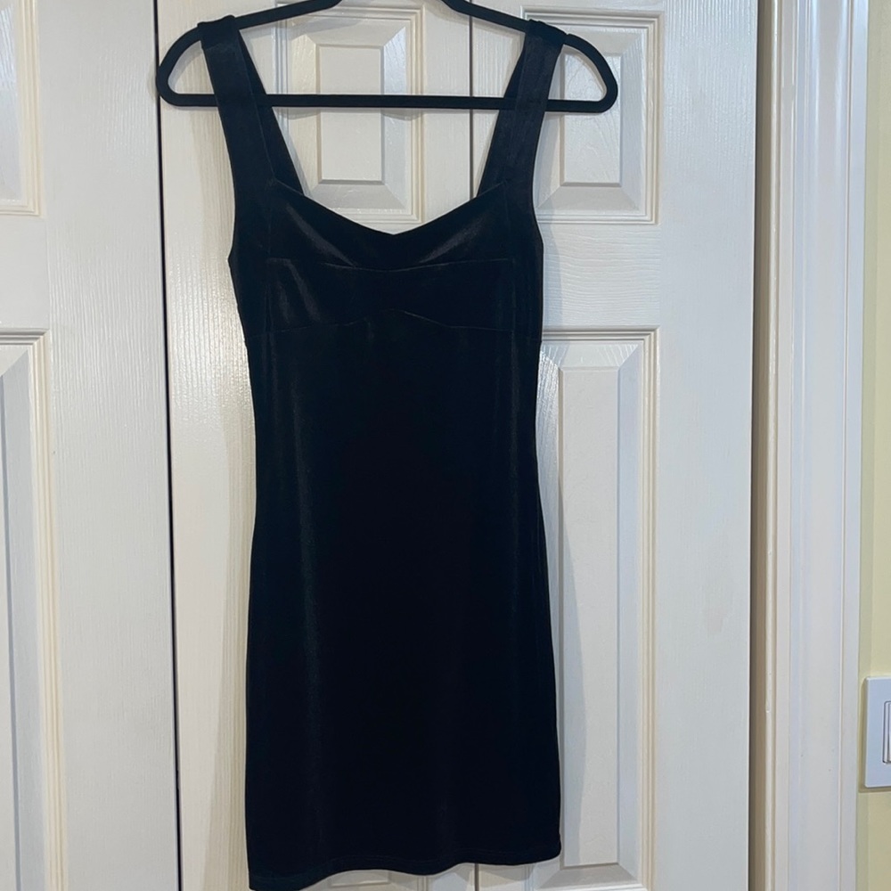Velour mini black dress